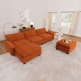 thumbnail image 2 of Muumblus Modular Sectional Cloud Sofa with 2 Ottoman, Oversized U-Shaped 3-seater Corduroy Couch for Living Room, Orange, 2 of 8