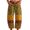 Yellow, variant on kaondbfi Women's Print Cropped Pants High Waist Button Fly Casual Loose () Fabric Baggy Trousers with Pockets for Summer