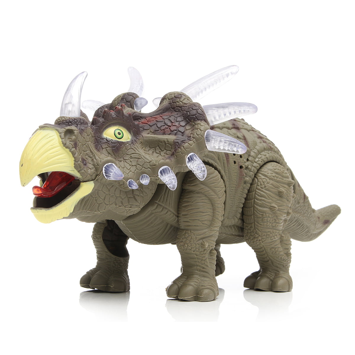 Walking Dinosaur Remote Control Triceratops Eyes Light Up Sound Kids Toys 