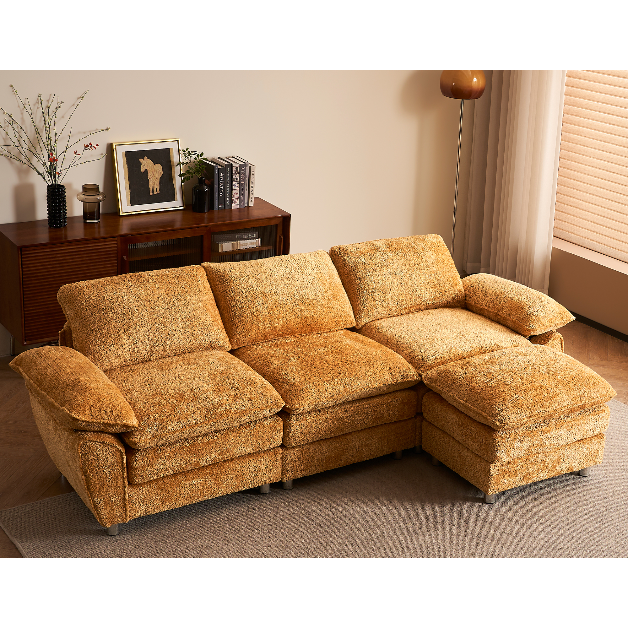 L-Shaped Convertible Modular Sectional Sofa, Modern Deep