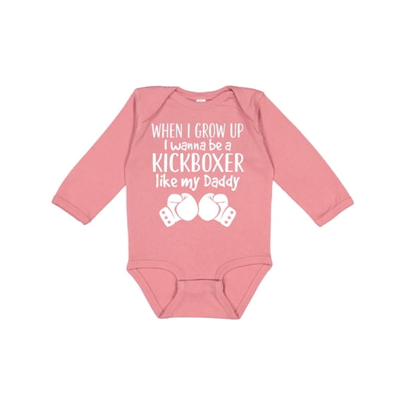 Inktastic Kickboxing Future Kickboxer Like Daddy Boys or Girls Long Sleeve Baby Bodysuit
