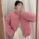thumbnail image 1 of Chaqueta corta de algodón de pana suelta con diseño de cuello alto que ilumina la piel de otoño e invierno para mujer, 1 of 6