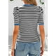 thumbnail image 2 of Camiseta PRETTYGARDEN para mujer, color bloque de colores, a rayas, color negro, 2 of 9