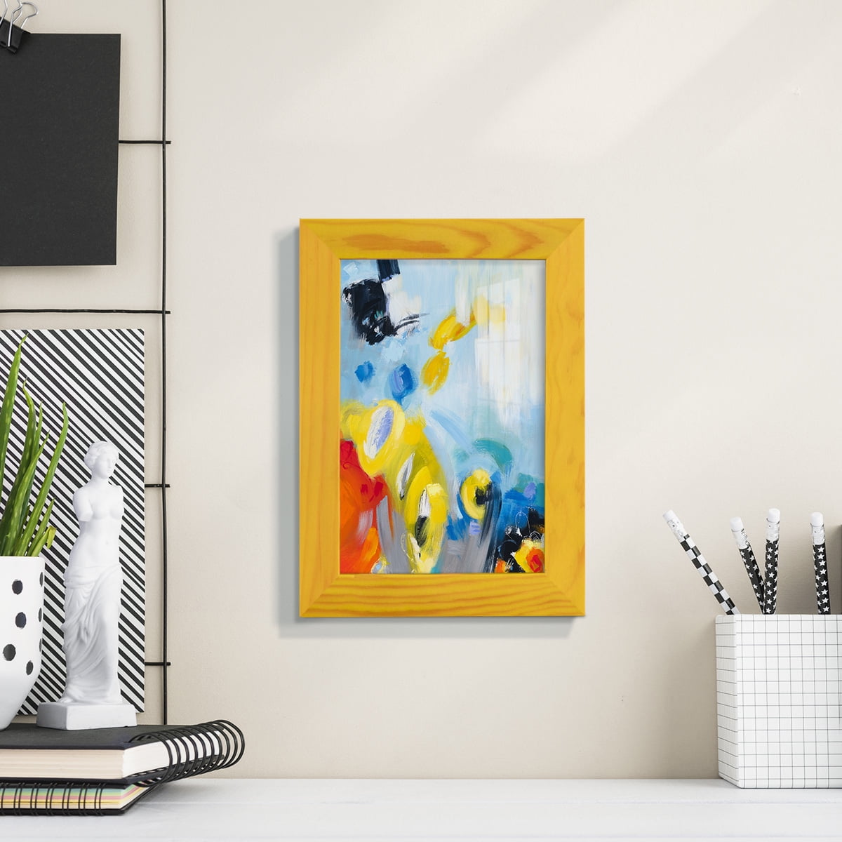 In the Loop III -Framed Print w/glass-Sunflower Yellow