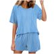 thumbnail image 1 of Conjunto de Pijama de las Mujeres de Moda Casual Color Sólido Manga Corta Cuello Redondo Top Y Pantalones, 1 of 6