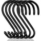 thumbnail image 1 of Large Black Rubberized Coated S Hooks - 6 Pack Heavy Duty Closet Hooks for Hanging Tools Plants Lights Purses Handbags Coats Jeans Cups Pans and Pots, 1 of 5