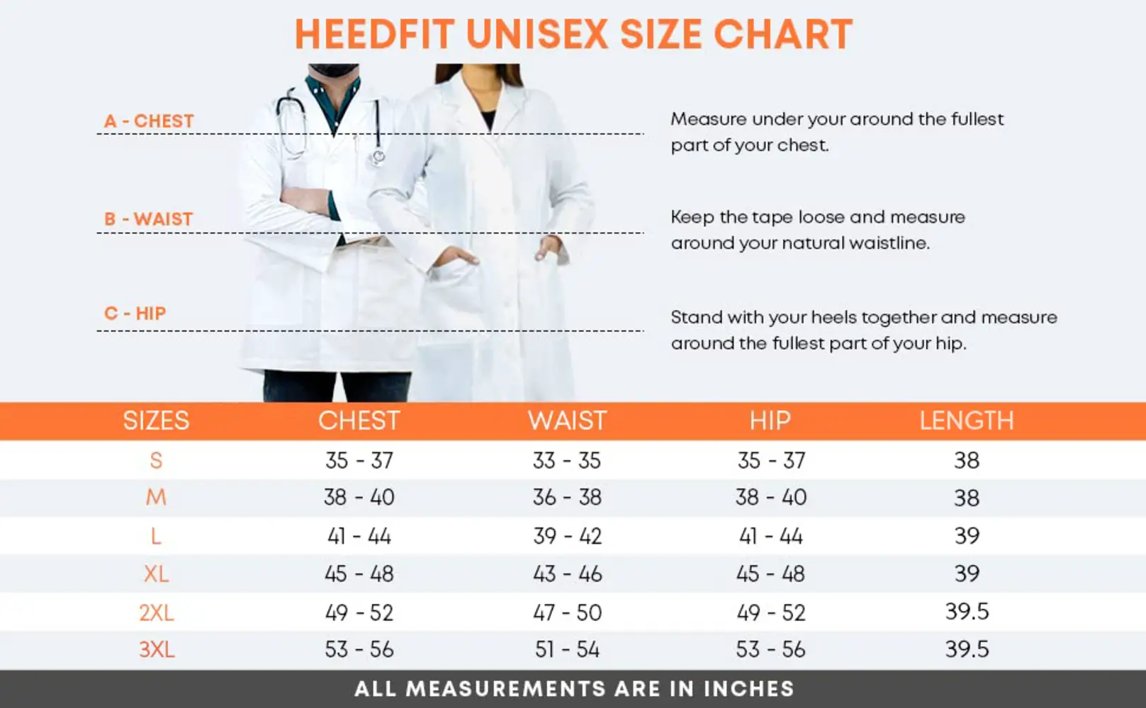 HEEDFIT Professional Ladies Ultra-Comfortable Poly-Cotton 40” Long Reusable Lab Coats