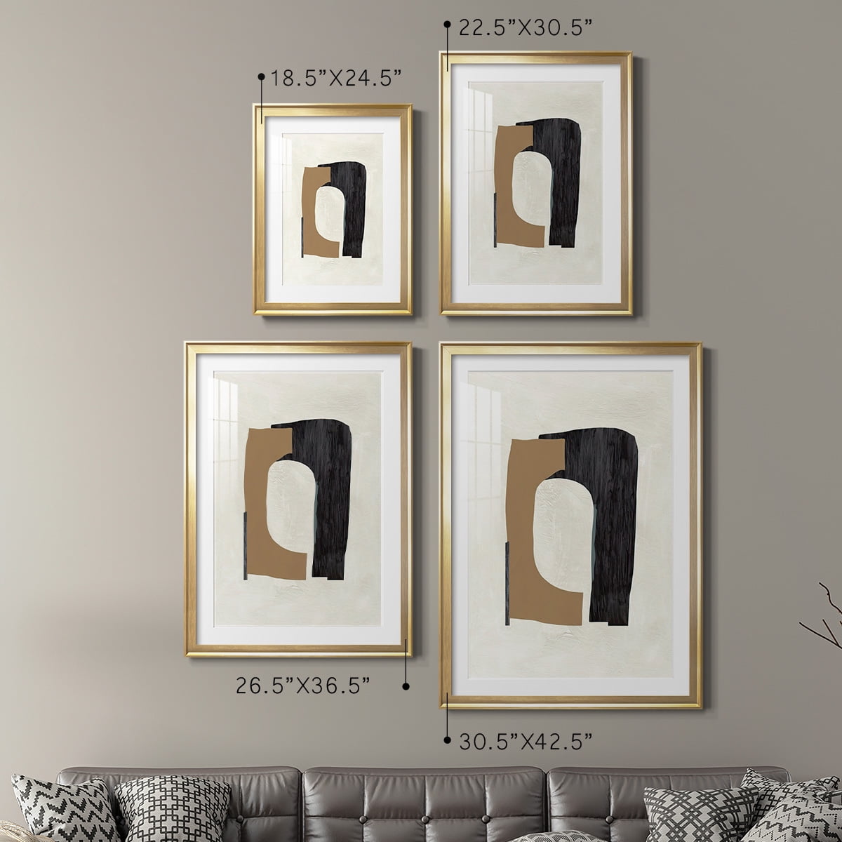 Wexford Home Cardboard Cutouts I Premium Framed Print, 22.5" x 30.5" - Ready to Hang, Gold (Set of 2)