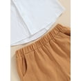 thumbnail image 5 of Springcmy Toddler Baby Boys Clothes Set Cotton Linen Short Sleeve Button Down Shirt Top and Shorts 2PCS Summer Outfit C# Light Coffee 3-4 Years, 5 of 7