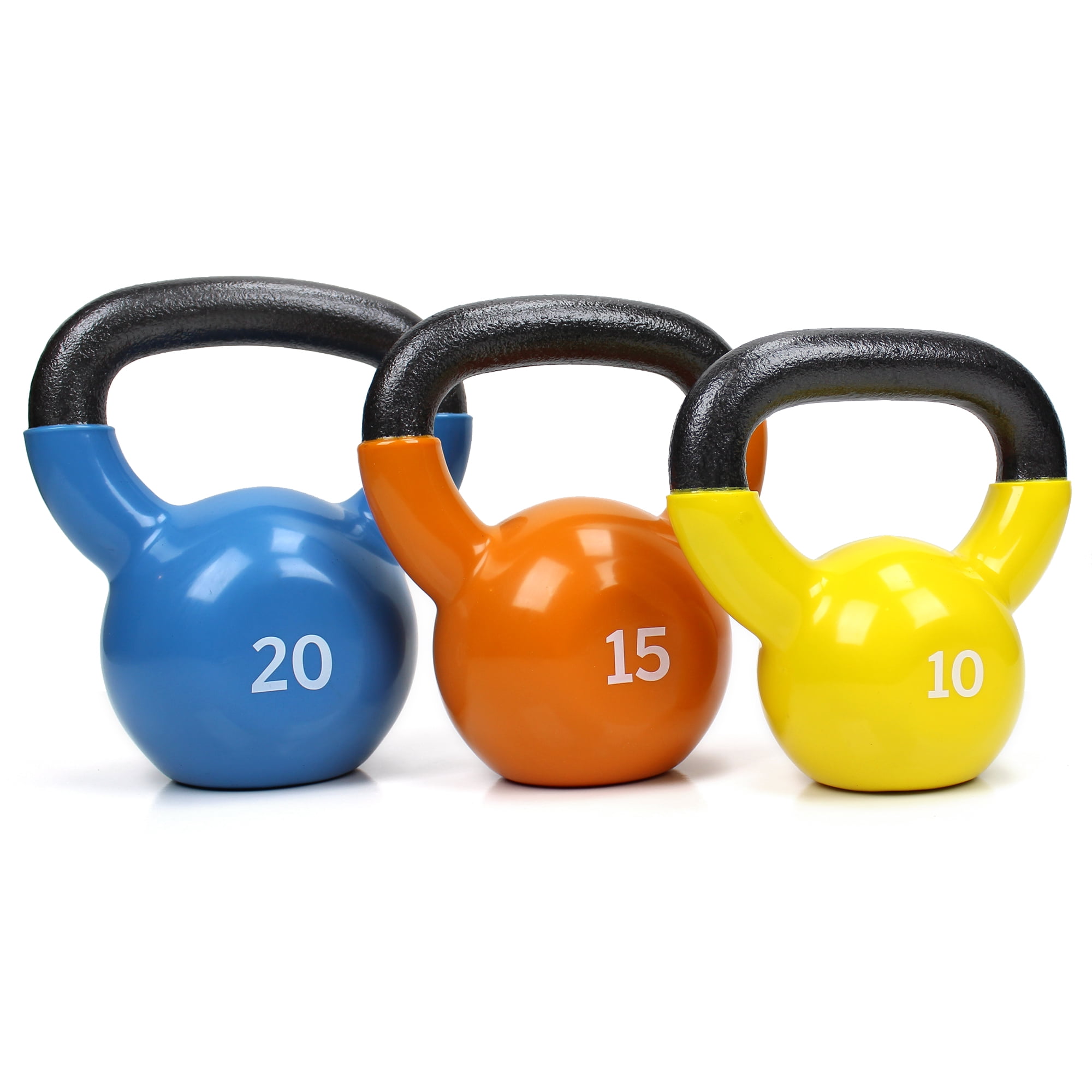 XPRT Fitness Vinyl Kettlebell Set 10lb+15lb+20lb