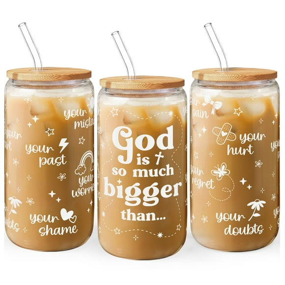 Vaso de Vidrio SANDJEST 470ml con Tapa y Popote de Bambú