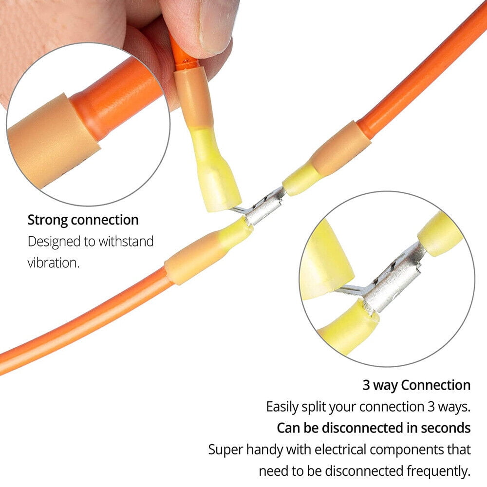220Pcs Quick Splice Crimp Wire Connectors Heat Shrink Piggyback Spade Terminals