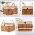 thumbnail image 6 of PTOOTP Brown Woven Basket with Lid - Storage and Picnic Basket for Kitchen, Outdoor, and Home Organization, 6 of 8