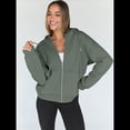 thumbnail image 4 of Sudaderas con Capucha y Cremallera para Mujer, Sudaderas Extragrandes, Conjuntos de Moda Escolar para Otoño, Chaquetas Informales, Ropa de Invierno Verde XXXL, 4 of 9