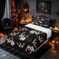 thumbnail image 3 of Homewish Halloween Skull Moth Twin Sheets for Girls, Moon Star Floral Bedding, Black White Pink, 3 Pieces (1 Flat Sheet, 1 Fitted Sheet and 1 Pillowcase), 3 of 6