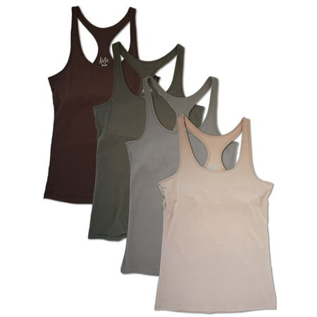 

Kalon Women s 4-Pack Racerback Shelf Bra Camisole Base Layer (X-Large Earth Tones)
