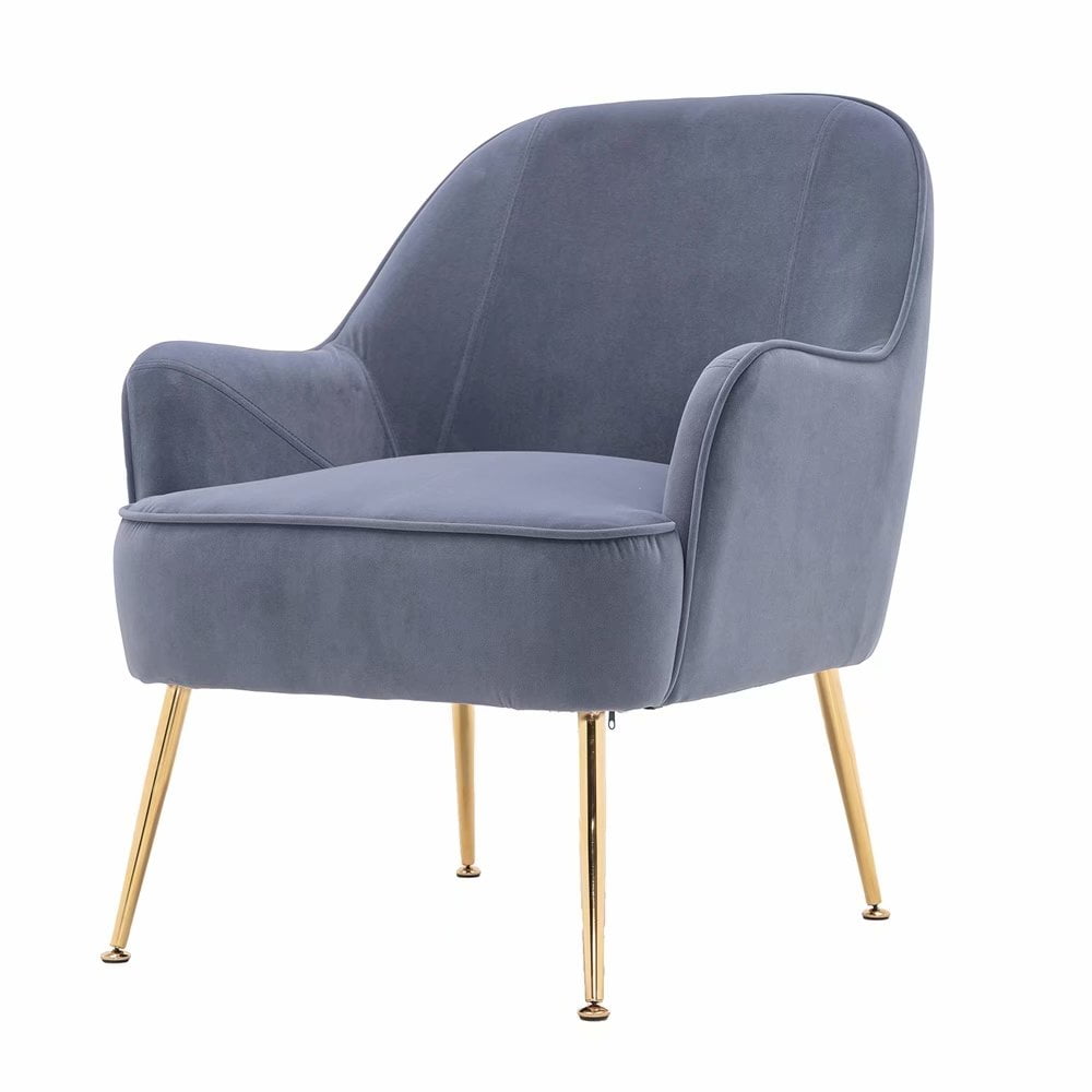 Upholstered Velvet Wingback Armchair Tub Chair Brass Golden Leg Seat Lounge Sofa