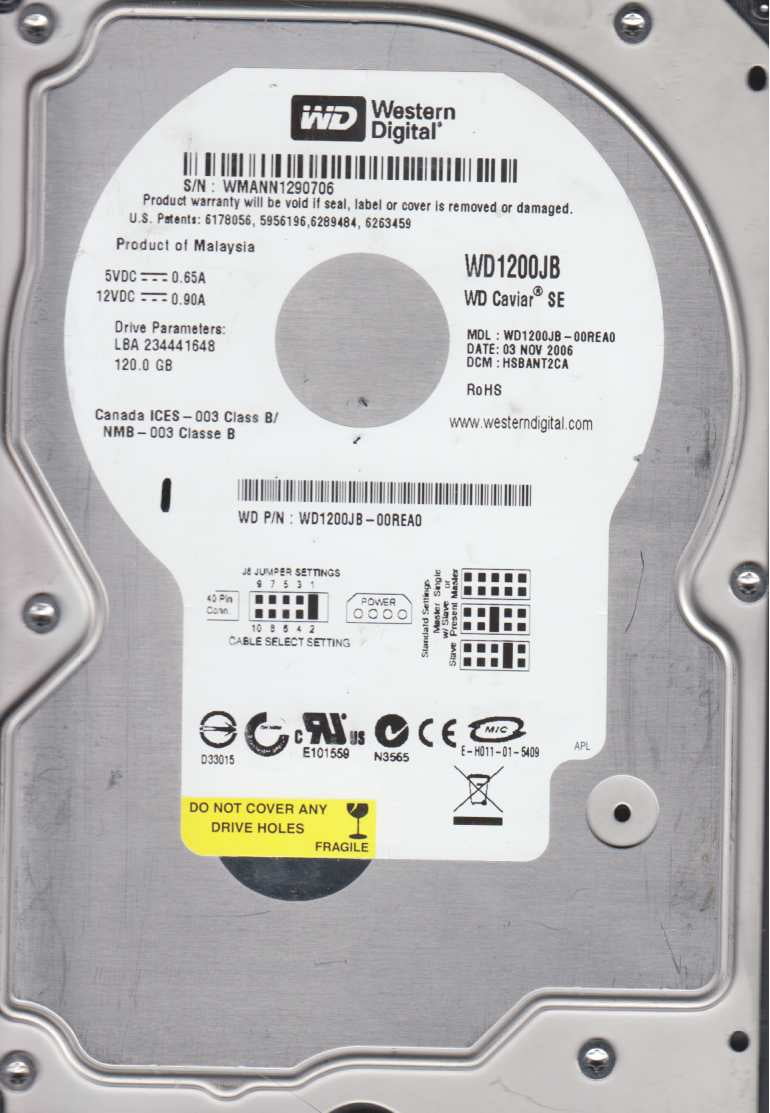WD IDE 3.5 PCB 2061-701292-C00 AF WD1200JB-00REA0