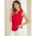 thumbnail image 2 of DARING DIVA Sleeveless Pleated Front Work Office Blouse L Red, 2 of 6