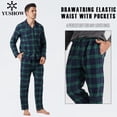 thumbnail image 6 of LNFINTDO Mens Flannel Pajama Sets Plaid Cotton Pajamas Pjs Set Button Down Soft Warm Lounge Sleepwear Tops & Pjs Pants, Green Plaid, Large, 6 of 8