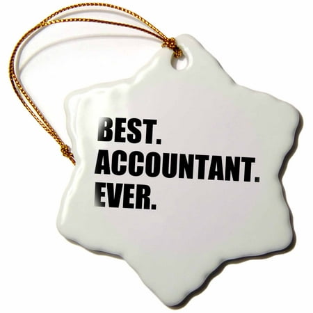 3dRose Best Accountant Ever - bold black text - fun work and job pride gifts, Snowflake Ornament, Porcelain,