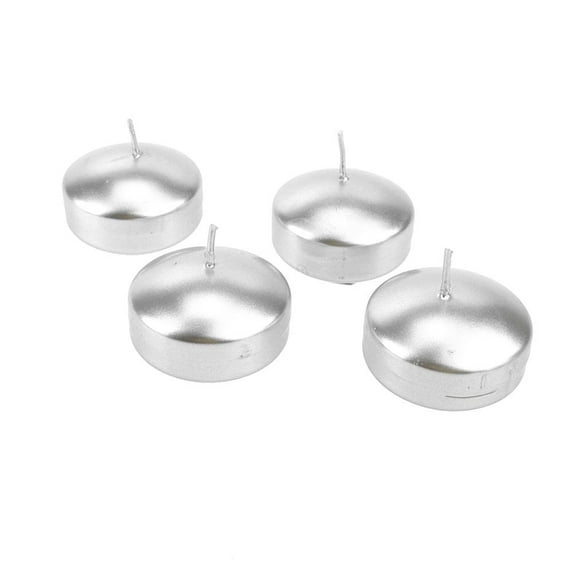 Metallic Floating Disc Unscented Candles, 2-Inch, 4-Count, Silver