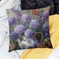 thumbnail image 2 of SHANXI Spring Flower Basket Lavender Plant Leaves Wooden Teapot Butterfly Purple Brown Velvet Comfortable Decorative Couch Bedroom Apartment 20x20in, 2 of 5
