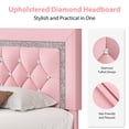 thumbnail image 2 of 4 EVER WINNER Twin Bed Frame, Upholstered Platform Bed with Headboard, Pink Twin Bed Frame, Diamond Design, Pink, 2 of 6