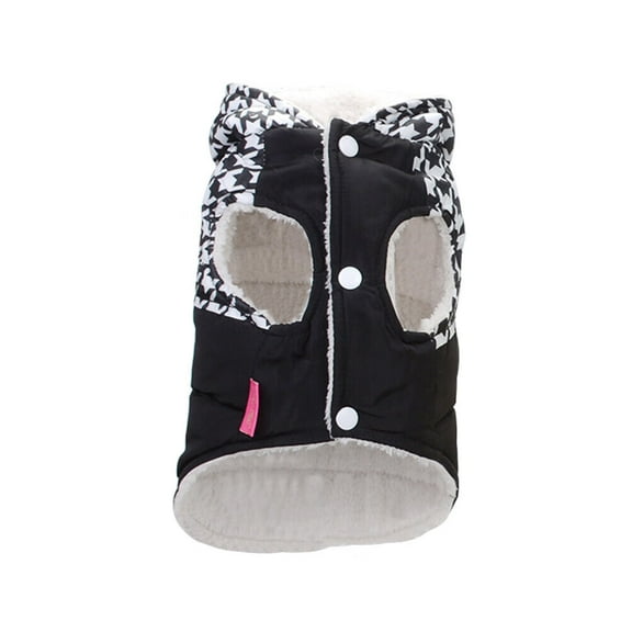 SUCS Autumn Winter Houndstooth Pet Clothes Warm Cotton Coat Black Stitching Small Dogs Cats Sweatshirt Outfit Pet Costume Size S