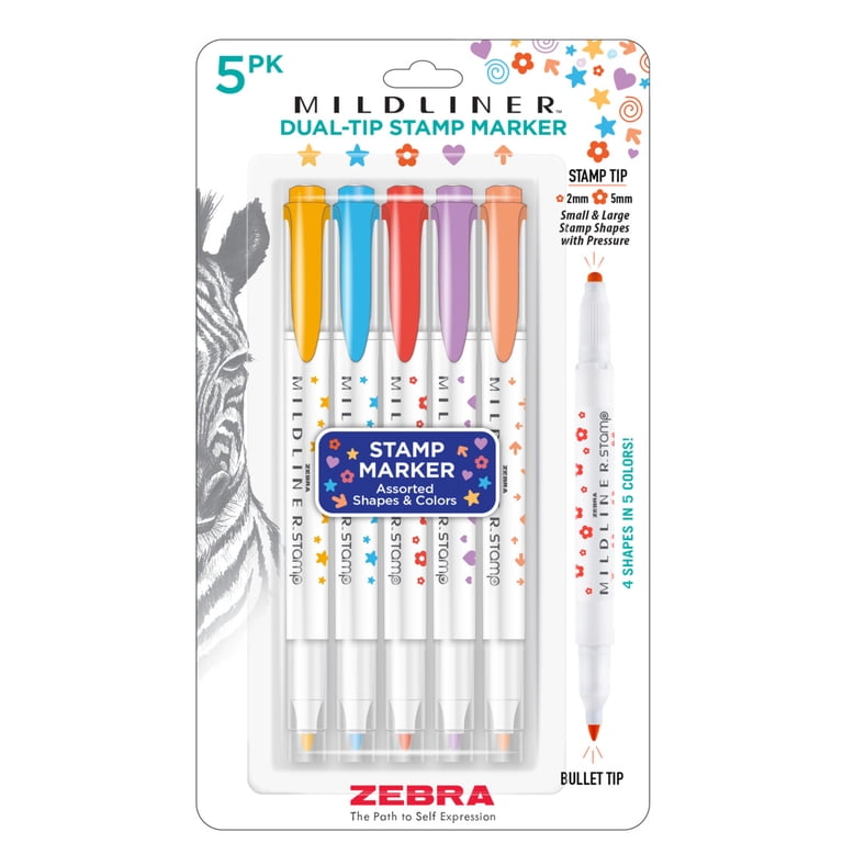 Zebra Mildliner Dual Tip Stamp Markers, 5 Pack photo 1
