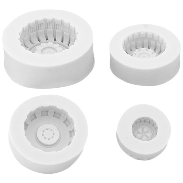 4 moldes para hornear con forma de neumático, moldes de silicona para fondant y postres.