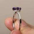 thumbnail image 3 of Natural Amethyst Ring Sterling Silver Pave Set Accents Wedding Ring February Birthstone Ring, 3 of 3