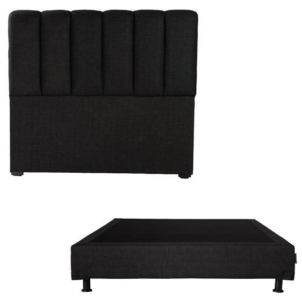 Box Base Cama Matrimonial + Cabecera Kami Negro