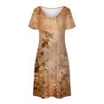 thumbnail image 4 of Dresses for Women Vestido De Verano Para Mujer Plus Size Summer Dresses Women's Fashion Summer Print Short-sleeved V-neck Casual Dress Brown XL, 4 of 8
