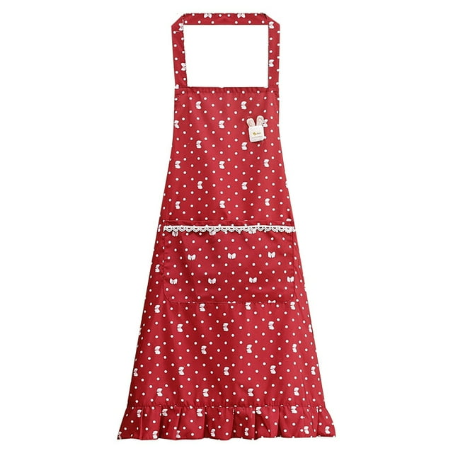 Delantal impermeable con lunares para mujer, estilo coreano