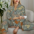 thumbnail image 6 of Pajama Sets for Women 2 Pcs, Dachshund Dog Puppy Bird Button Down Long Sleeve Sleepwear Lounge PJ Sets, 6 of 6