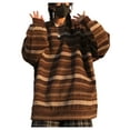 thumbnail image 6 of LMLYSoH Women Loose Striped Sweater, Adults Casual Long Sleeve Round Neck Pullover with Pocket, 6 of 9