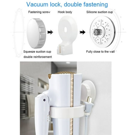 YXwin Hair Dryer Holder Stand Suction Cup Wall Mounting Gluing Installation for Smooth Rough Wall Surface Keep Plug Dry Prevent Wire Messing