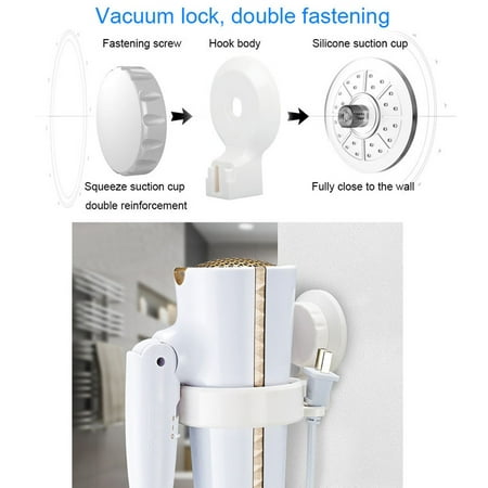 YXwin Hair Dryer Holder Stand Suction Cup Wall Mounting Gluing Installation for Smooth Rough Wall Surface Keep Plug Dry Prevent Wire Messing (Best Oil For Rough And Dry Hair)