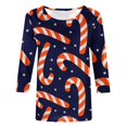 thumbnail image 5 of Pntutb - Camiseta holgada con estampado de moda para mujer, blusa de manga 3/4, cuello redondo, tops casuales Pntutb Pntutb-1253, 5 of 5