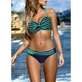 thumbnail image 2 of Women's Striped Printed Push Up Halter Bikini Swimsuits Padded Swimwear Two Piece Bathing Suits, 2 of 7