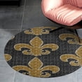 thumbnail image 4 of Black And Gold Fleur De Lis Round Carpet Circle Rug Outdoor Patio Area Rug Washable Large Area Rugs Hallway Room Decor Fitness Mats, 4 of 8