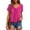 Hot Pink, variant on MIXUE Boho Tops For Women Summer Solid Color V Neck Short Sleeve Loose Casual T-shirts Activewear,Pink,L