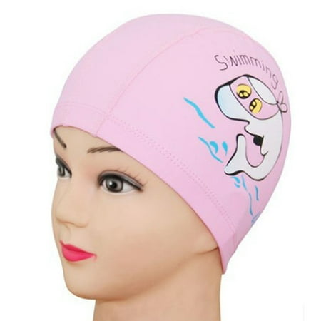 Unisex Children Kids Breathable Swimming Hat Waterproof Hair Care Ear Protection Swim Cap Cartoon Dolphin Patterns