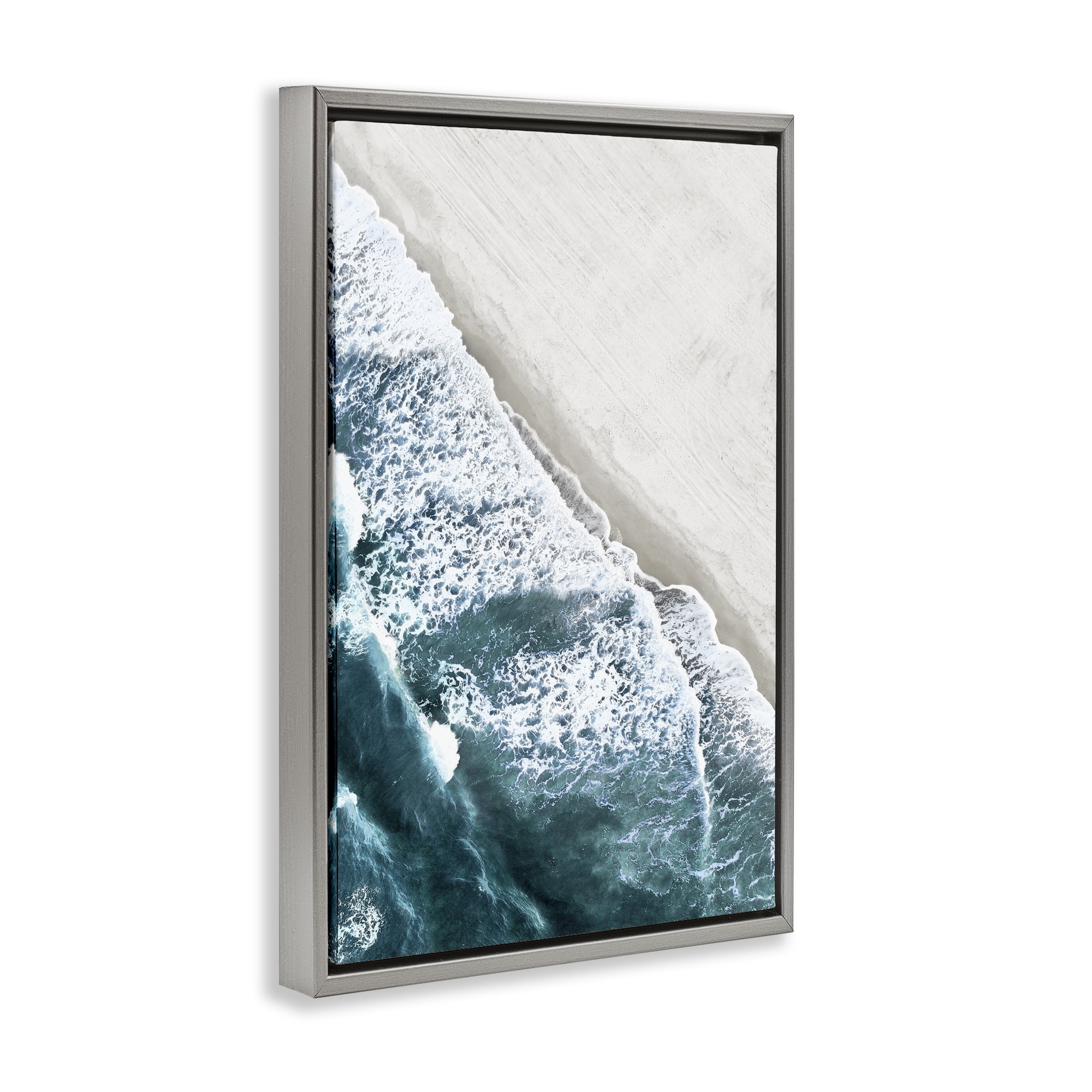 Stupell Industries Corolla Beach Breezy Shoreline Gray Framed Floater Canvas Wall Art, design by Natalie Carpentieri
