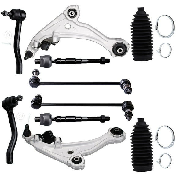 cciyu Lower Control Arm And Ball Joint Inner Outer Tie Rod End Sway Bar End Link Steering Rack Boot Compatible Fit 2007-2013 For Nissan Altima 10pcs Suspension Kit