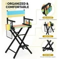 thumbnail image 5 of OmySalon Director's Chair 31" Height Folding Portable w/Storage Pouch & Footrest, Makeup Artist Chair for Salon, Events, Mobile, 250lb Capacity, Black Wood Frame & Colorful Canvas Seat, 5 of 7