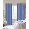 thumbnail image 2 of Blackout Curtains for Bedroom, Navy Blue Stripe Room Darkening Window Drapes for Living Room, Modern White Vertical Striped Geometric Thermal Insulated Grommet Curtains, 52x96 inch, 2 Panels, 2 of 9