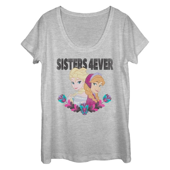 Women's Frozen Sisters 4 Ever  Scoop Neck Athletic Heather Small