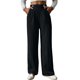 thumbnail image 1 of Pantalones casuales de pierna recta para mujer: diseño con botones laterales, cintura elástica, bolsillos funcionales, poliéster, tallas S-XXXL, 100-105 cm de largo, lavables a máquina., 1 of 6